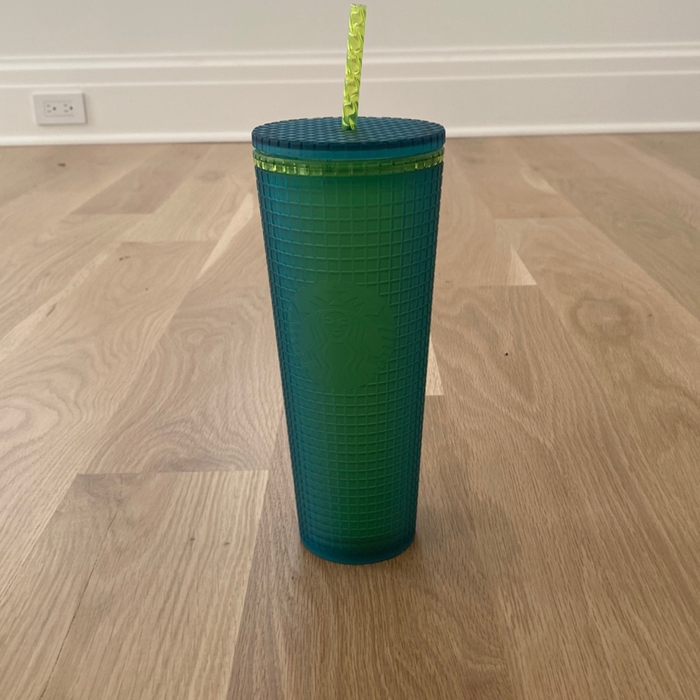 Starbucks 2021 Disco Grid Blue Green Teal Cup Tumbler